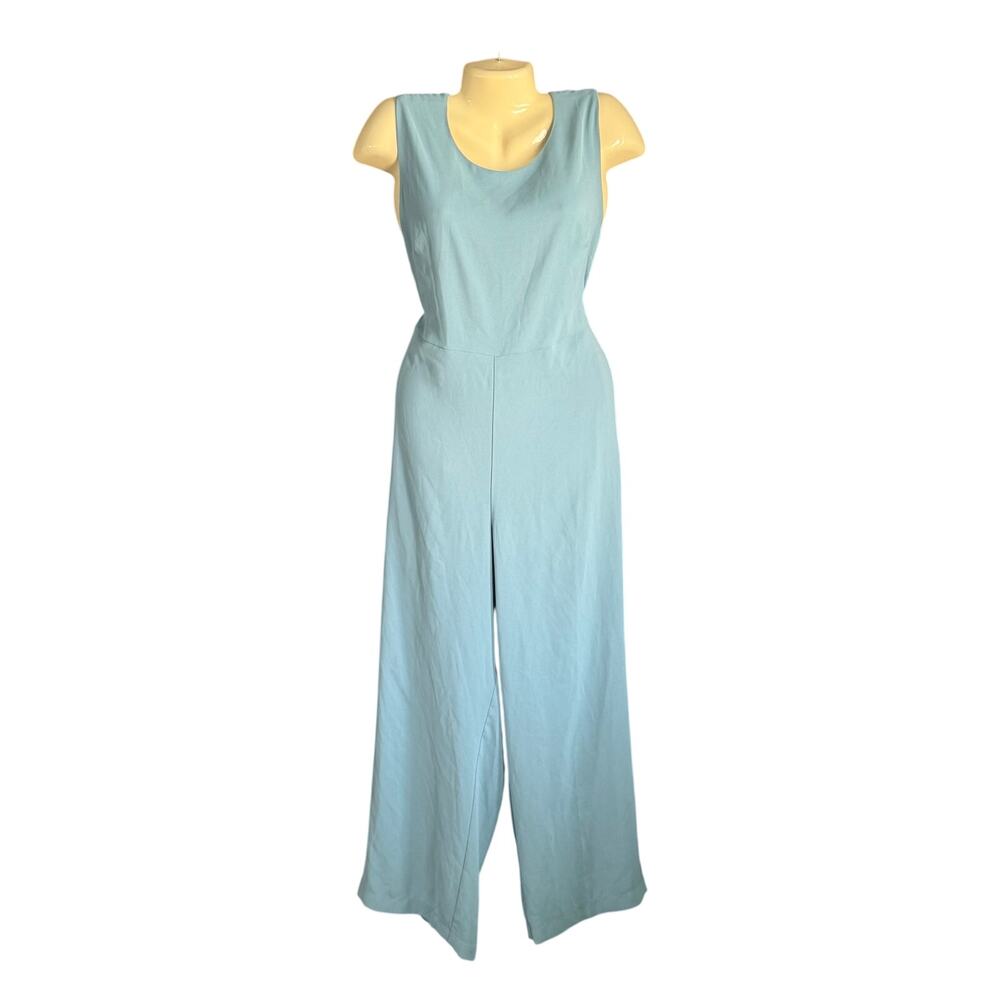 RW&CO Light Blue Wide Leg Jumpsuit Size 14 Sleeveless Open Back